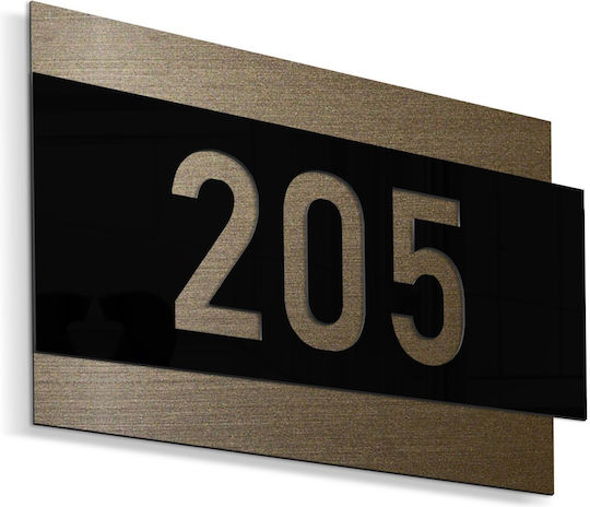 Klebendes Schild Nummernrahmen ''Nummer Ihrer Wahl'' 130x90mm Bronze Schwarz Acryl Kunststoff 3mm Nr. 695888
