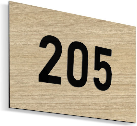 Selbstklebendes Schild Nummernrahmen ''Ihre Wahl der Nummerierung'' 130x90mm Basis Holz Schwarzes Acrylkunststoff 3mm Nr. 831822