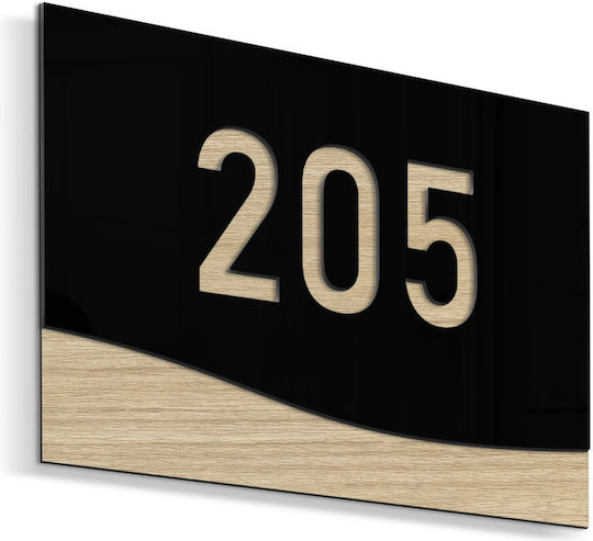 Klebendes Schild Nummernrahmen ''Ihre Wahl der Nummerierung'' 130x90mm Basis Holz Schwarzes Acryl Kunststoff 3mm Nr. 142266