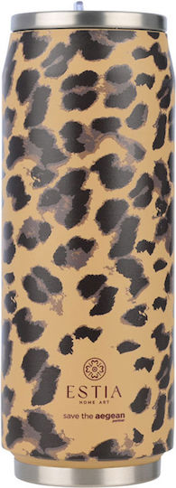 Estia Travel Cup Save the Aegean Recyclable Thermos Bottle Stainless Steel / Plastic BPA Free 500ml Spotted Prowl with Straw