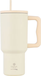 Estia Straw Tumbler XL Save the Aegean 900ml Lily White