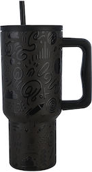 Estia Straw Tumbler XL Save the Aegean 900ml Noir Echo