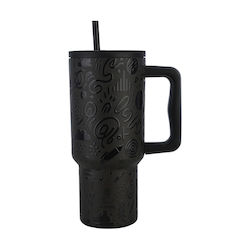 Estia Straw Tumbler XL Save the Aegean 900мл Noir Echo Estia Straw Tumbler XL Save the Aegean 900мл Noir Echo