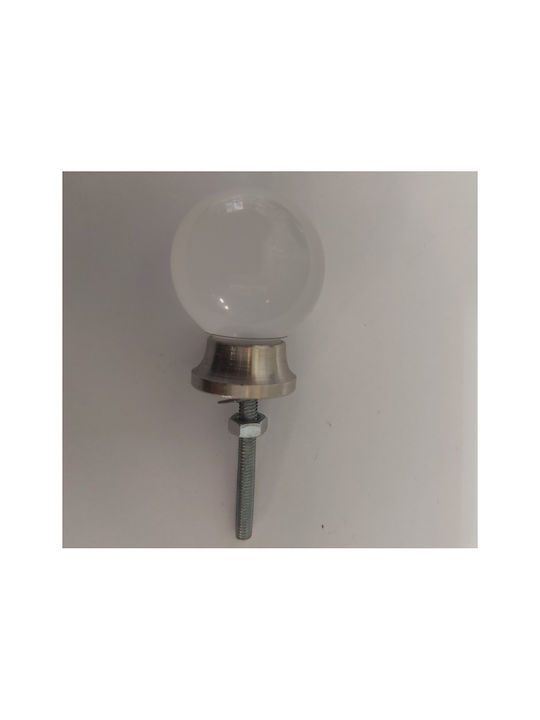 Knopf Möbelgriff aus Glas Ice Clear-Nickel Ø25mm 019582 1Stück