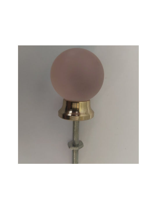 Knopf Möbelgriff aus Glas Matte Pink - Gold Ø25mm 019586 1Stück
