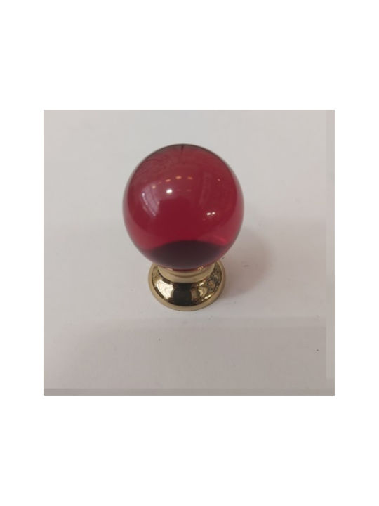 Knopf Möbelgriff aus Glas Bordeaux Glossy - Gold Ø25mm 019599 1Stück
