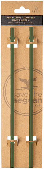 Estia Straw Tumbler XL Анталактическо за Термос / Хладилник 900ml от Пластмаса Forest Spirit 2 бр Зелен