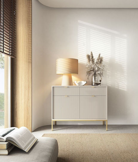 Μπουφές Nova mit Schubladen Sand White + Gold 104x39x83cm