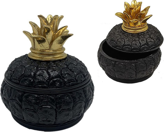 Decorative Polyresin Candy Bowl Black Gold Pineapple Design 15x14.5x15cm Inart 3-70-012-2322 Inart