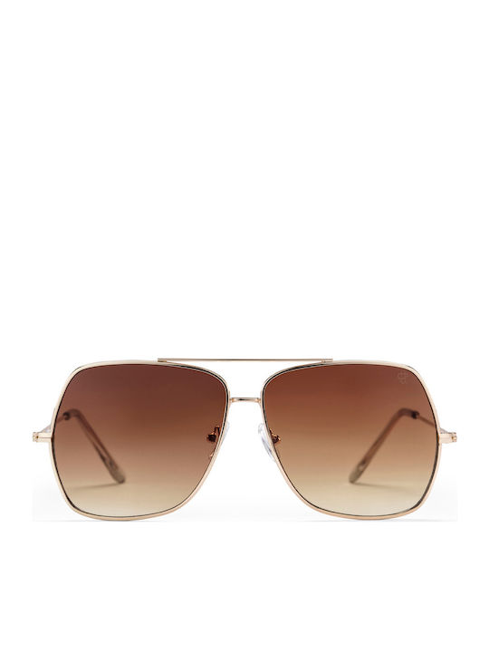 Chpo Women's Sunglasses with Brown Metallic Frame and Brown Lenses 16135FA