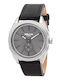 3Guys Men's Watch Battery with Black Leather Strap