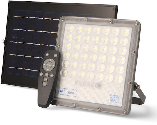 Ledme Rezistent la apă Solar Proiector LED 50W Alb Rece 6000K cu Senzor de Mișcare și Telecomandă IP65