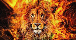 Olympus Diamond Painting "φλεγόμενο Λιοντάρι" Ψηφιδωτό Μωσαικό "lion On Fire" 40x30