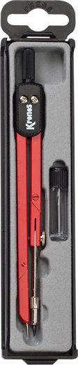 Kronos Plastic Compass with Point in Case Red 102303005