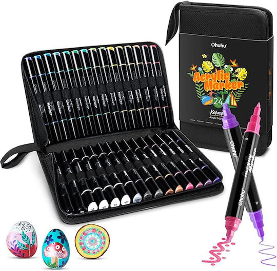 Ohuhu Kakaako Fine & Chisel 30 Metallic Tones Drawing Markers