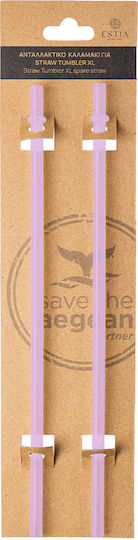Estia Straw Tumbler XL Straw for Thermos 1200ml made of Plastic Lavender Purple 2τμχ Lilac
