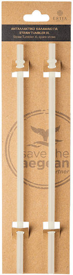 Estia Straw Tumbler XL Straw for Thermos 900ml made of Plastic Lily White 2τμχ White
