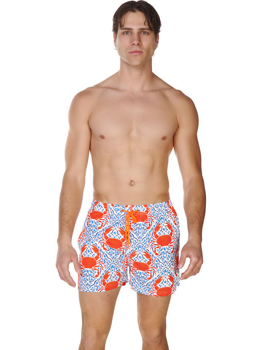 Comfort Men's Swimwear Shorts White with Patterns