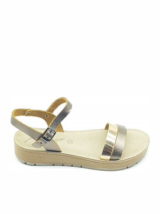 Sandale Casual Damă Din Piele Flatforme Aur