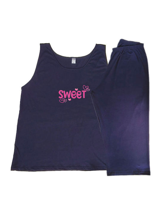 A.A UNDERWEAR Sommer Damen Pyjama-Set Blue