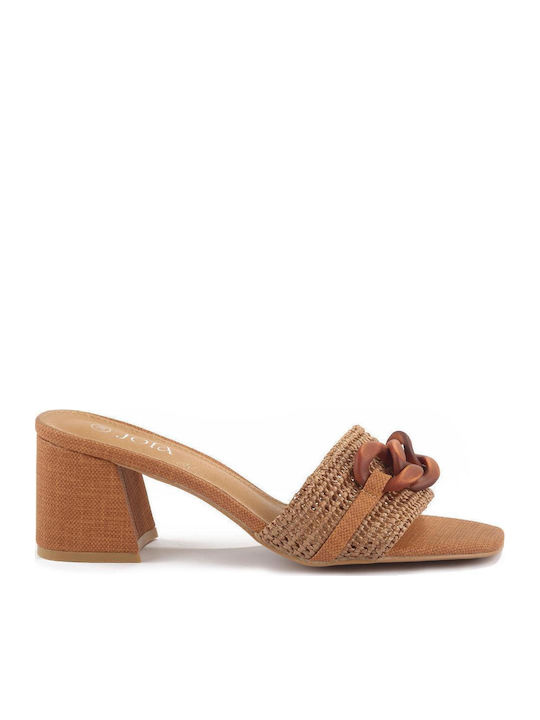Mules with Low Heel in Brown Color