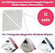 Set 12 Rezerve Magnetice Mercaton În Formă de Triunghi Dimensiune Universală Compatibile cu Majoritatea Sistemelor de Curățare Magnetice Ușor de Schimbat Curățare Rapidă și Eficientă Potrivit pentru Grosimea Sticlei Între 3-15 mm Culoare Albă