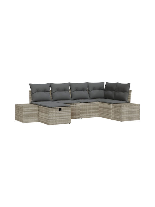 Corner Sofa Outdoor Rattan with Pillows 55x62x69cm