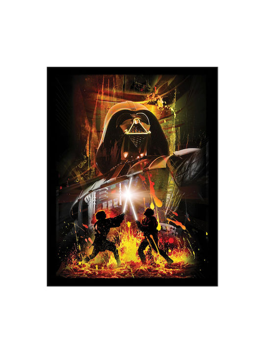 Star Wars Episode Iii Epic Battle Wooden Framed 30x40cm Print Fp14497p