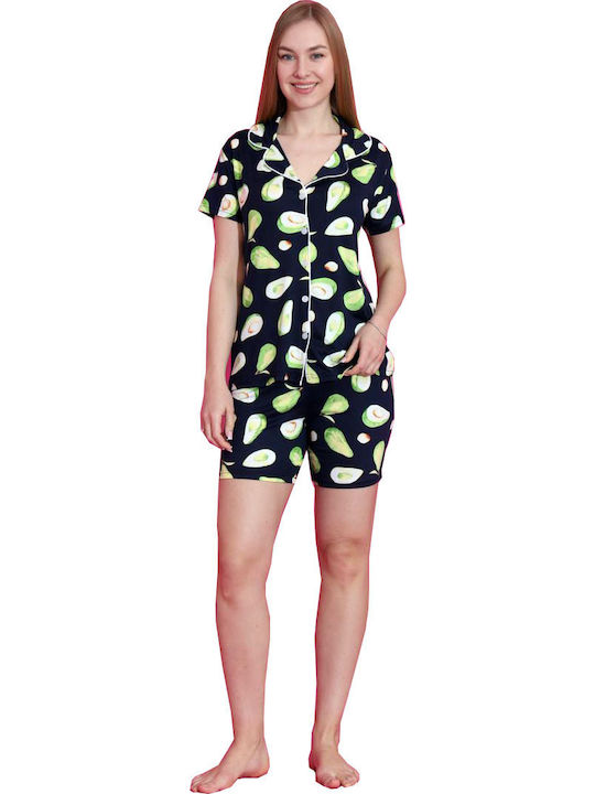 Miss Lale Sommer Damen Pyjama-Set Schwarz