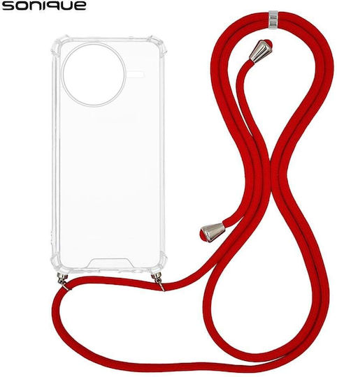 Sonique Armor Clear Silicone Case with Cord for Xiaomi Poco F7 Pro 5G Poco F7 Ultra 5G Red