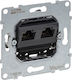 Legrand Seano Double Network and Telephone Socket Mechanism RJ45 RJ11 Type Cat6 in White Color 765060