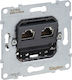 Legrand Seano Διπλή Πρίζα Δικτύου RJ45 χωρίς Πλαίσιο Τύπου Cat6a σε Μαύρο Χρώμα 765061