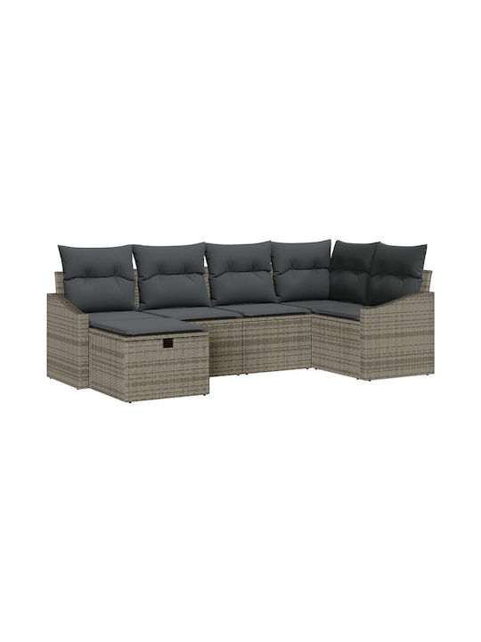 Corner Sofa Outdoor Rattan with Pillows 55x62x69cm