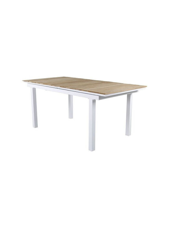 Dallas 2844 Table Dining Room Metallic Brown, White, Teak Wood 90x76cm