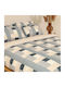 White Fabric Sheet Sets King Size 260x270cm. Lotta Blue 4pcs