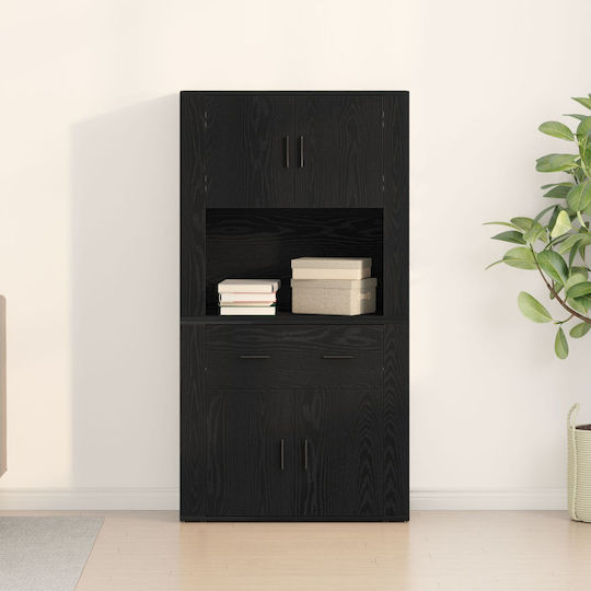 Dulap De Depozitare Pentru Birou Din Lemn De Fag Negru 80x33x150cm