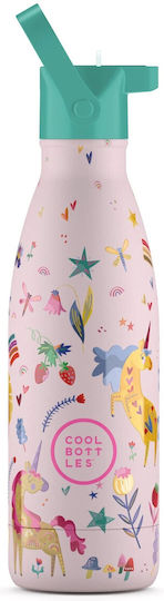 Cool Bottles Kids Water Bottle Thermos Unicorn Stainless Steel with Straw Funny Unicorns 350ml