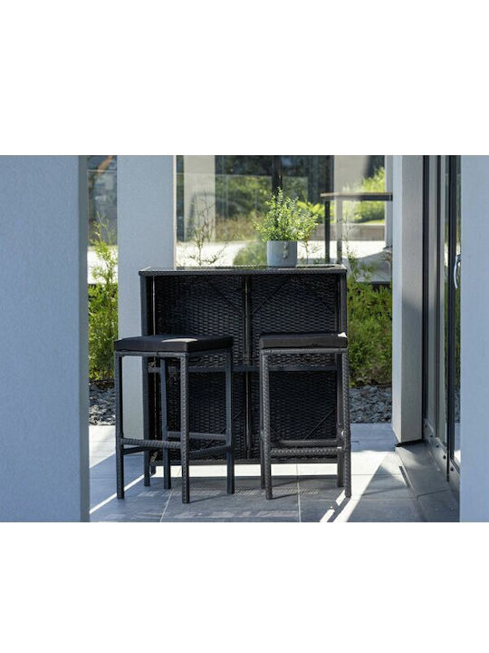 Dallas Outdoor Bar Set 3 Pieces Black with Pillows
