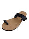 Leather Women's Flat Sandals in Black Color