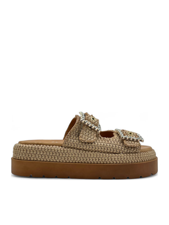 Mariella Fabiani Leather Sandals Tabac Brown