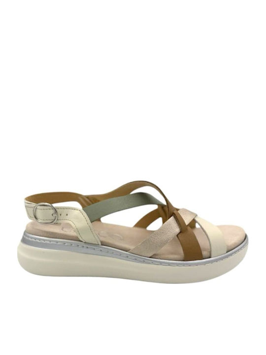 Women's Flat Sandals Anatomic with Strap in Gold Color