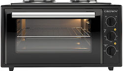 Crown Elektrischer Ofen 45Es mit 2 Brennern Schwarz