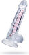 Dildo cu Testicule și Ventuză Transparent 18cm