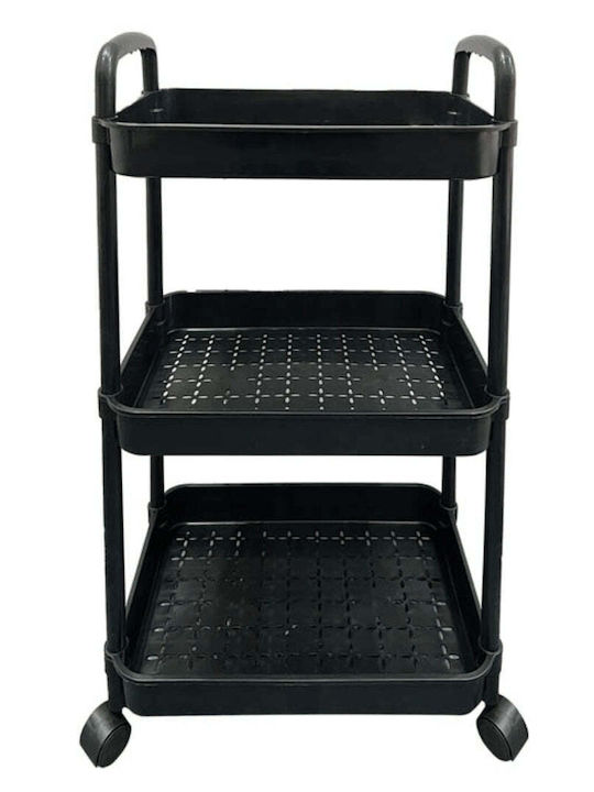 TnS Metallic Kitchen Trolley 3 Tiers Black 46x26x100cm