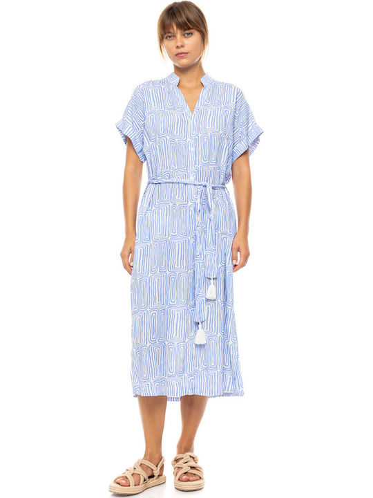 Pink Label Damen Maxi Kleid Strand Ice Blue
