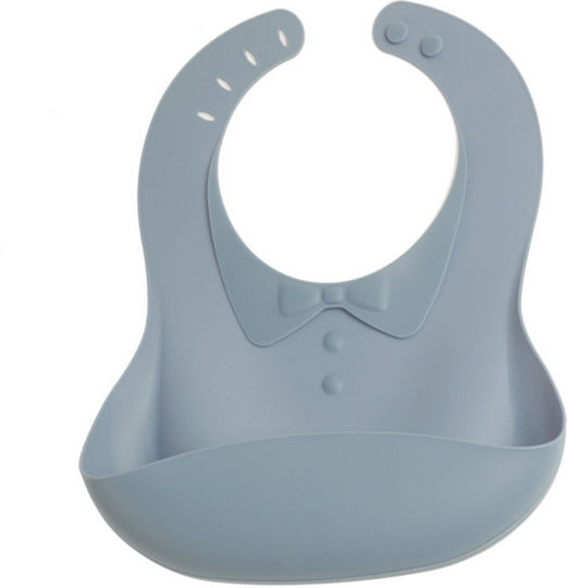 Gamberritos Kids Водоустойчив Лигавник Силикон с бутон & Джоб Blue/Grey Gamberritos Kids Водоустойчив Лигавник Силикон с бутон & Джоб Blue/Grey
