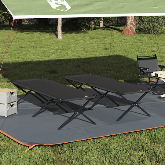 vidaXL Strandliegen Schwarz Faltbar 80x210x46cm. 2Stück