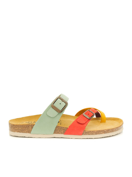 Plakton Leather Women's Flat Sandals Tricolor