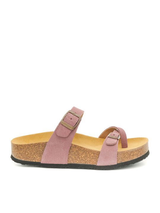 Plakton Leather Women's Flat Sandals Lilac
