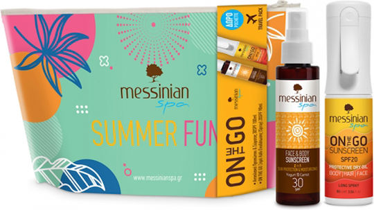 Messinian Spa Summer Fun On The Go 3 τμχ Σετ με Αντηλιακό Spray & Νεσεσέρ SPF30 3τμχ